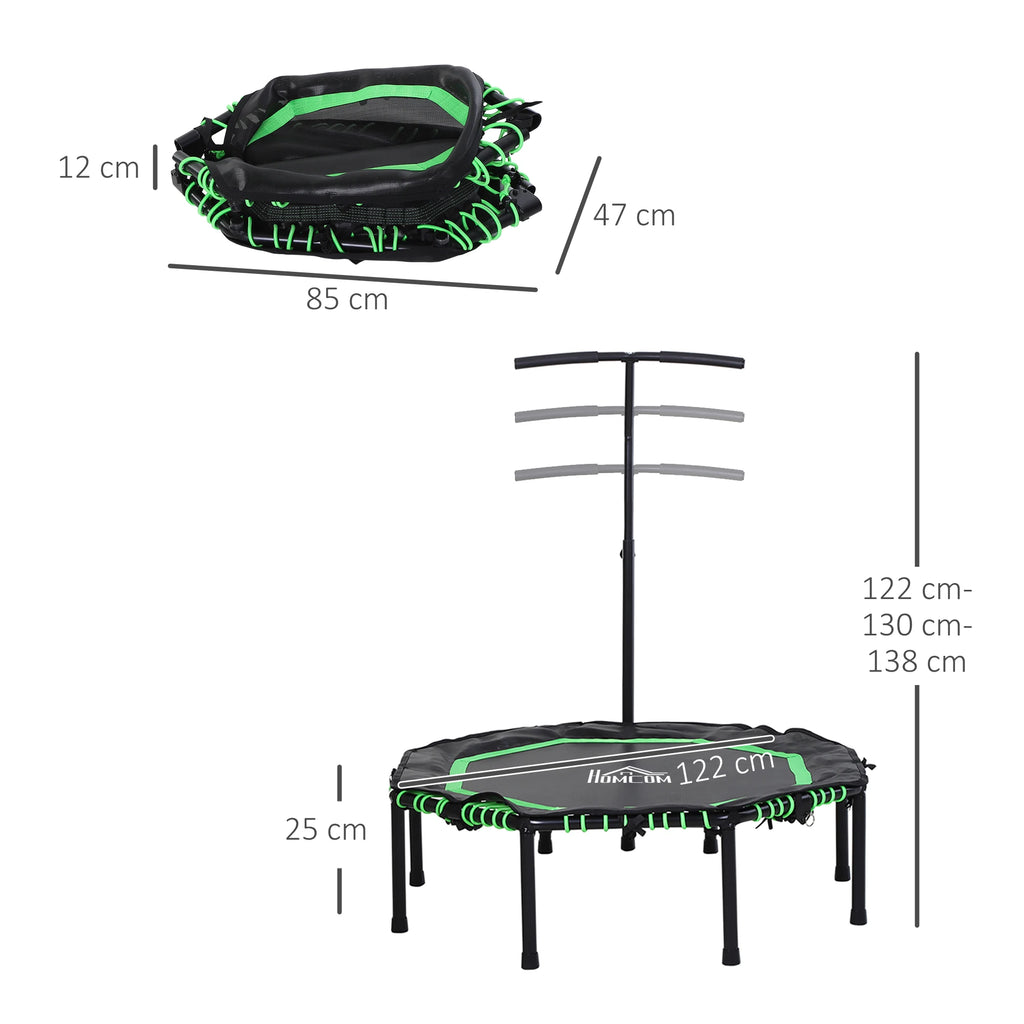 HOMCOM Foldable Trampoline Bouncer Jumper Adjust Handle for Adult - Green