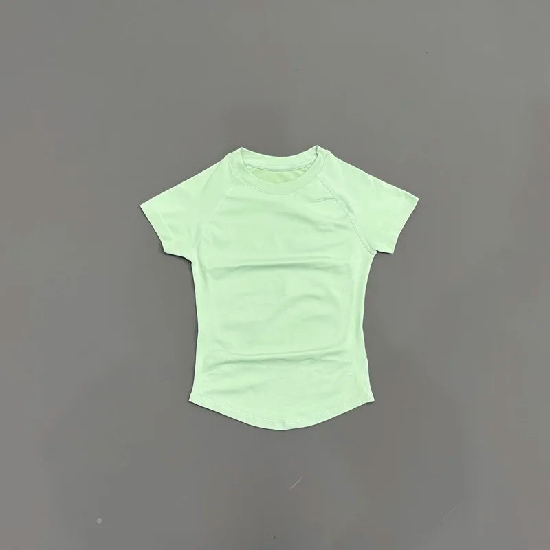 Women Short Sleeve Slim Fit Seamless Yoga Bodysuit Sculpting Body Shaper Breathable Running Gym Pilates Fitness Shirts