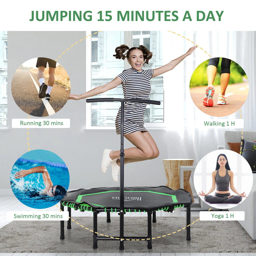 HOMCOM Foldable Trampoline Bouncer Jumper Adjust Handle for Adult - Green