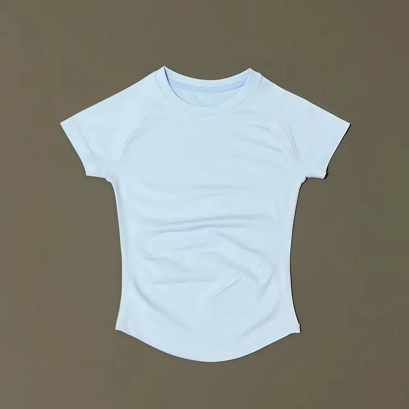 Women Short Sleeve Slim Fit Seamless Yoga Bodysuit Sculpting Body Shaper Breathable Running Gym Pilates Fitness Shirts