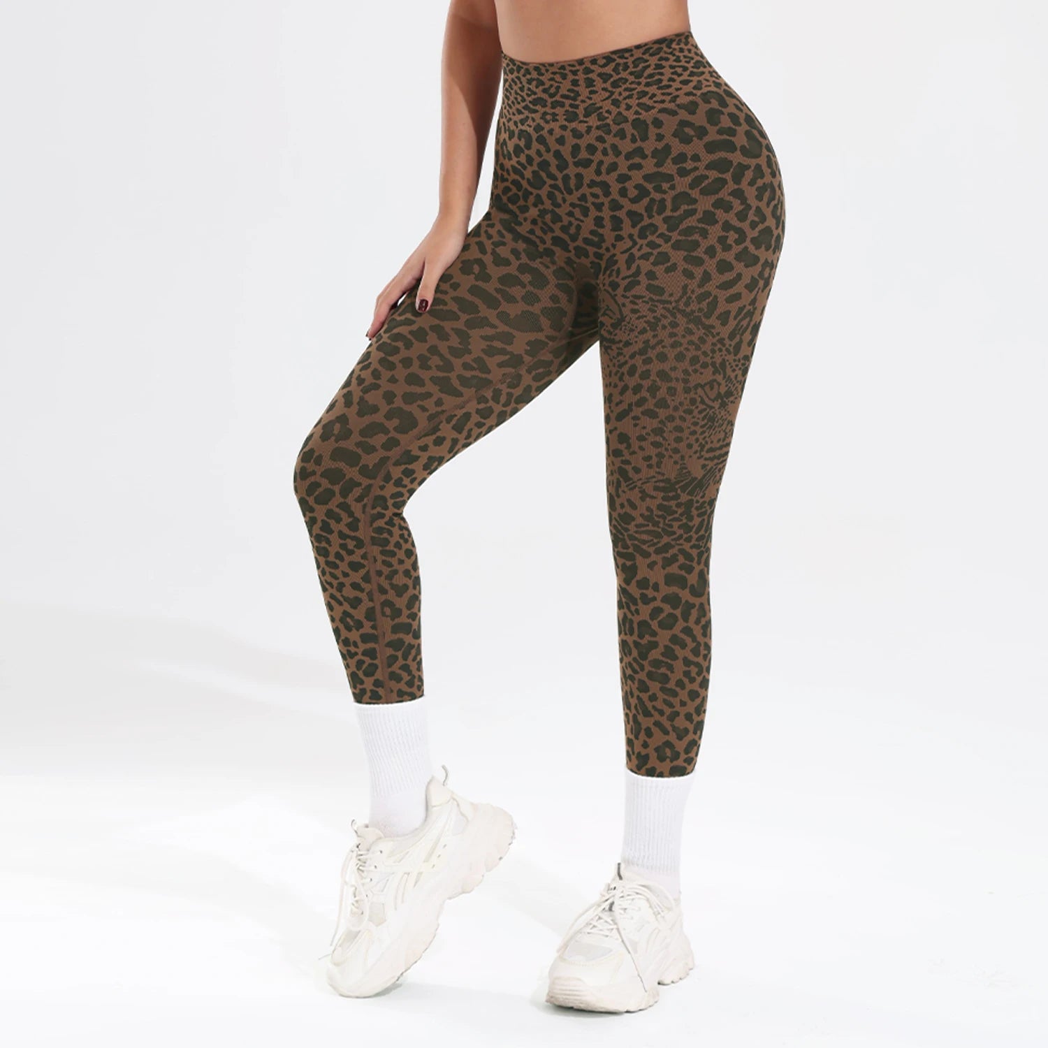 2 Piece Sexy Leopard Print Seamless Sports Set Women Camisole Top and Pants Fitness Sports Yoga Outfit Female Tight Gym Suit
