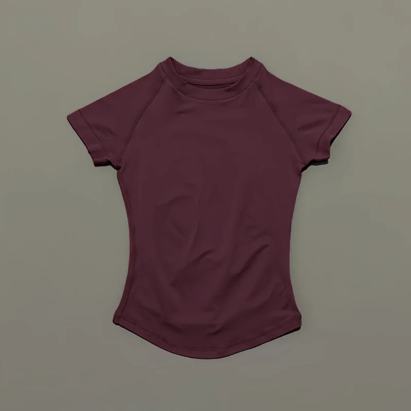 Women Short Sleeve Slim Fit Seamless Yoga Bodysuit Sculpting Body Shaper Breathable Running Gym Pilates Fitness Shirts