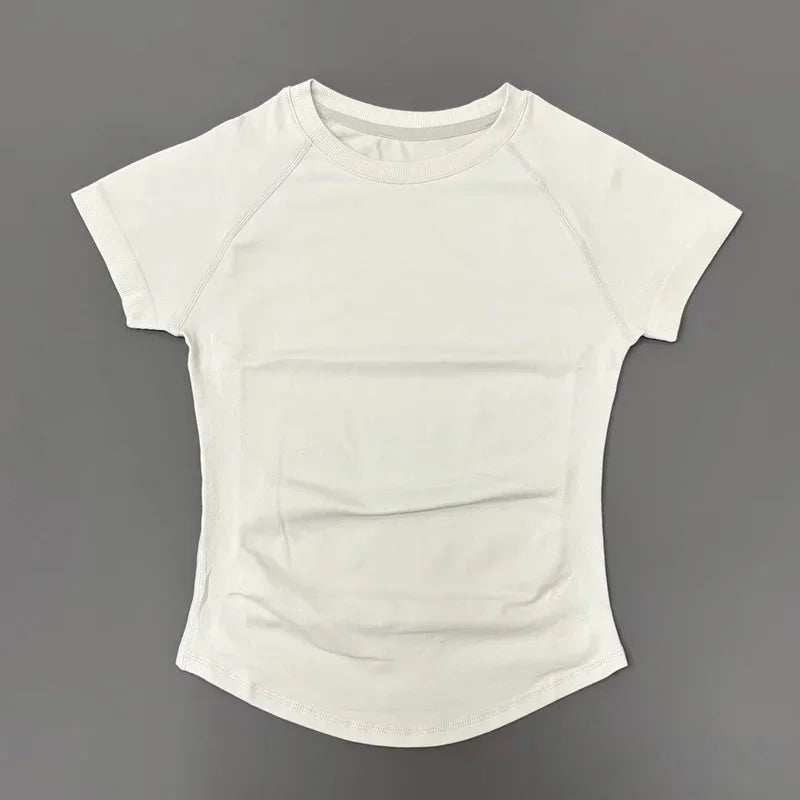 Women Short Sleeve Slim Fit Seamless Yoga Bodysuit Sculpting Body Shaper Breathable Running Gym Pilates Fitness Shirts