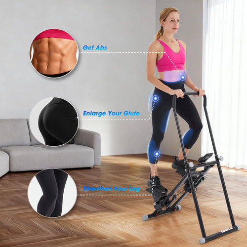 Foldable Home Stair Stepper, 3-Level Incline Stairmaster Climbing Machine, Full Body Workout Vertical Climber with LCD Display &