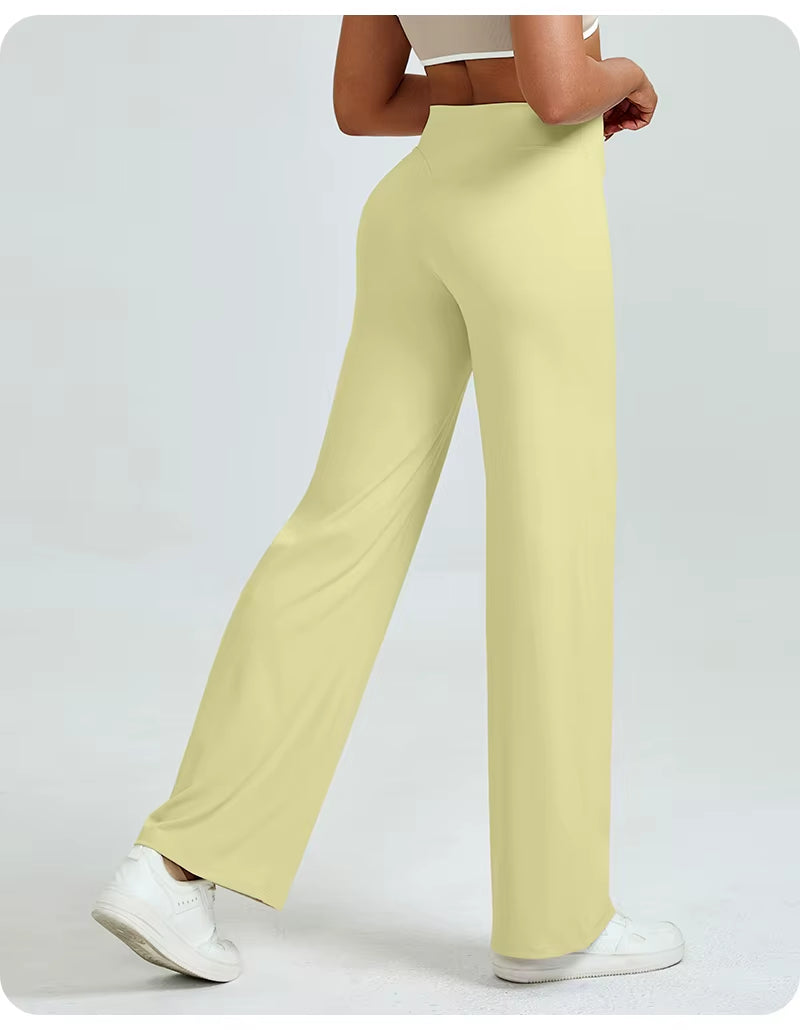 High Waisted Straight Leg Yoga Pants for Women, Naked Feeling Butt Lifting Loose Fit Workout Trousers, Slimming Gym Pants