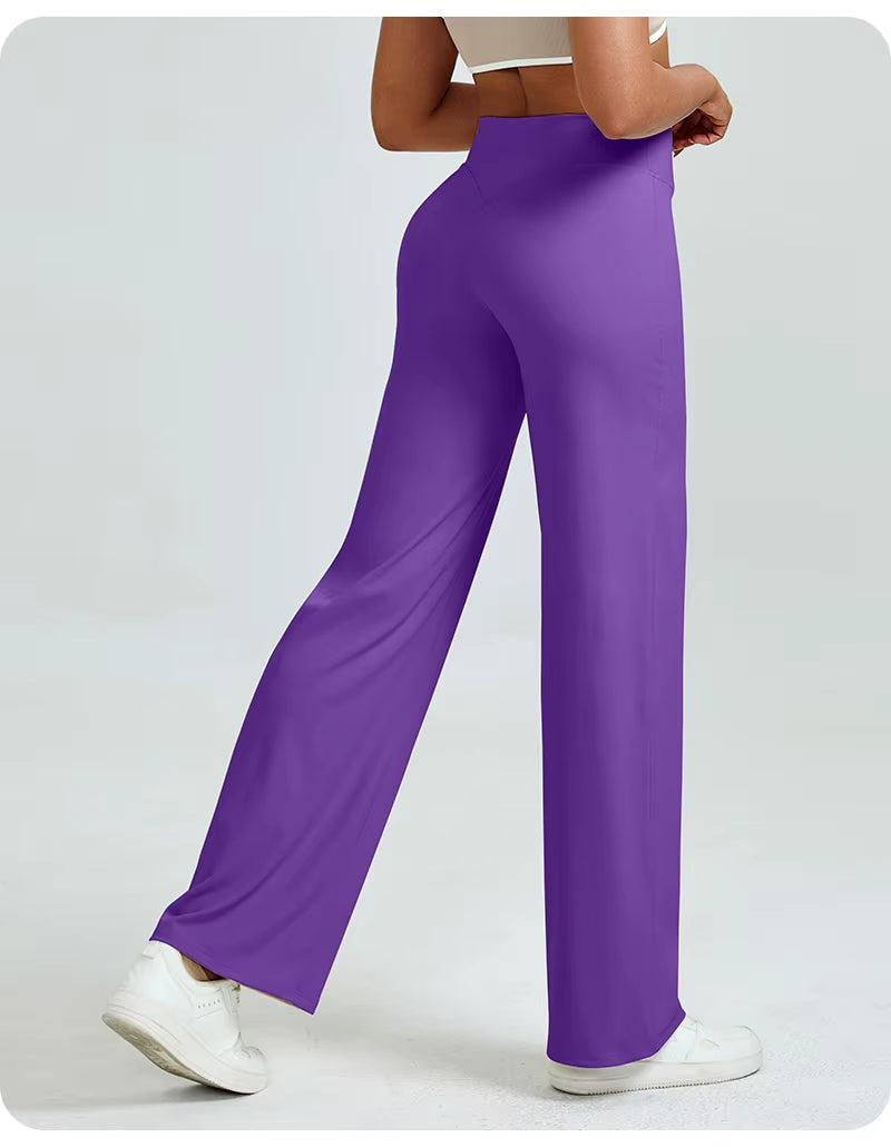 High Waisted Straight Leg Yoga Pants for Women, Naked Feeling Butt Lifting Loose Fit Workout Trousers, Slimming Gym Pants