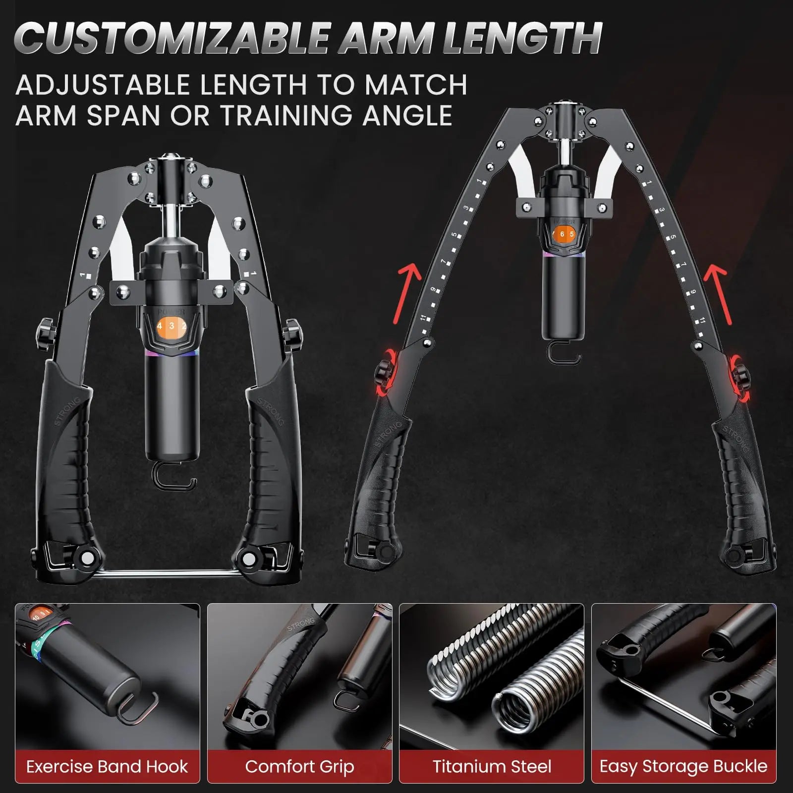 Twister Arm Trainer Hydraulic Power Chest Workout Equipment with Ab Roller Wheels and Hooks Adjustable 22-440Lbs Ab Machine