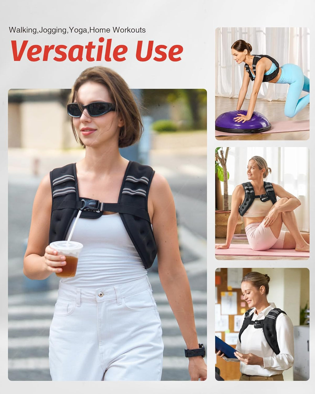 Weighted Vest for Running & Home Workouts, Adjustable 3.6–13.6Kg Weight Vest for Men & Women, No Bounce Training Vest with Phone Pocket & Reflective Strips