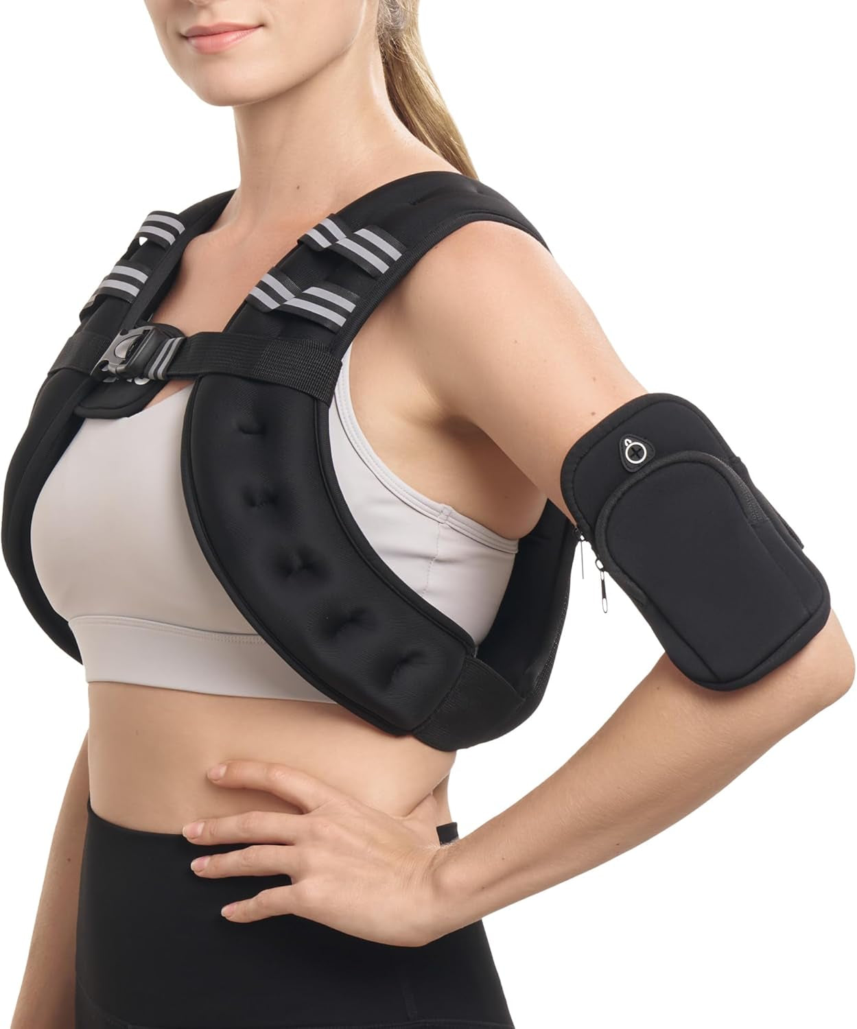 Weighted Vest for Running & Home Workouts, Adjustable 3.6–13.6Kg Weight Vest for Men & Women, No Bounce Training Vest with Phone Pocket & Reflective Strips