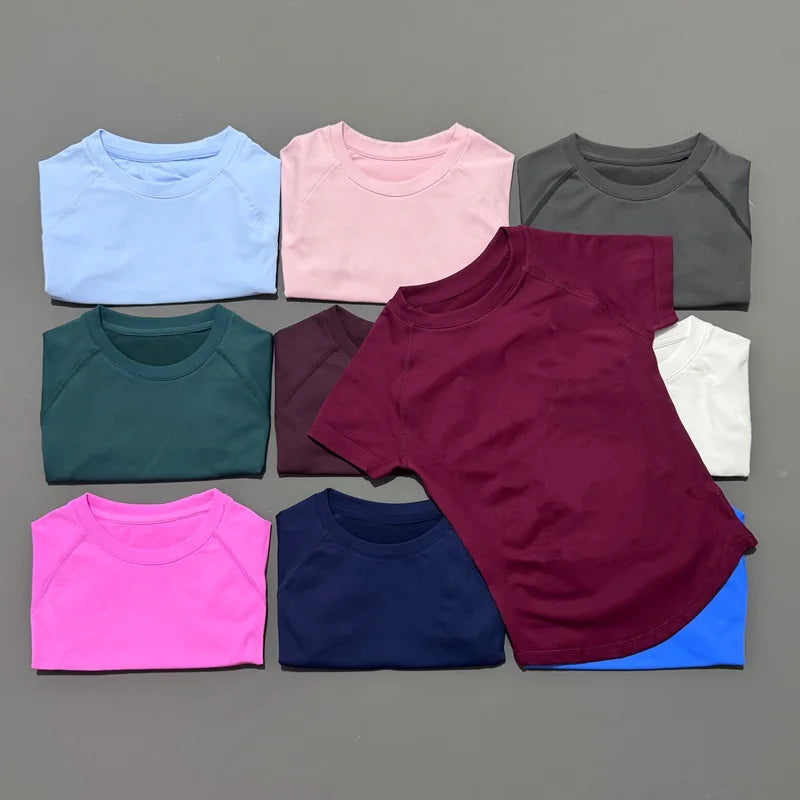 Women Short Sleeve Slim Fit Seamless Yoga Bodysuit Sculpting Body Shaper Breathable Running Gym Pilates Fitness Shirts