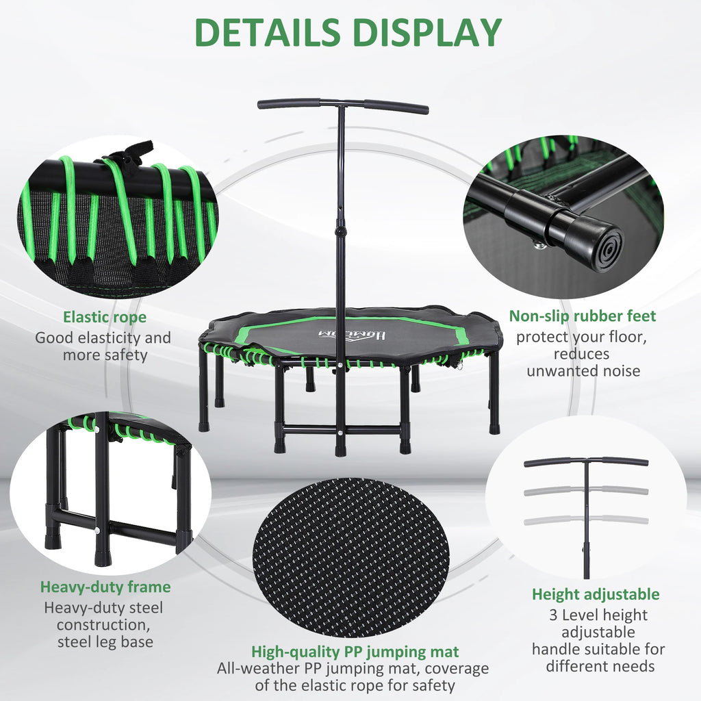 HOMCOM Foldable Trampoline Bouncer Jumper Adjust Handle for Adult - Green