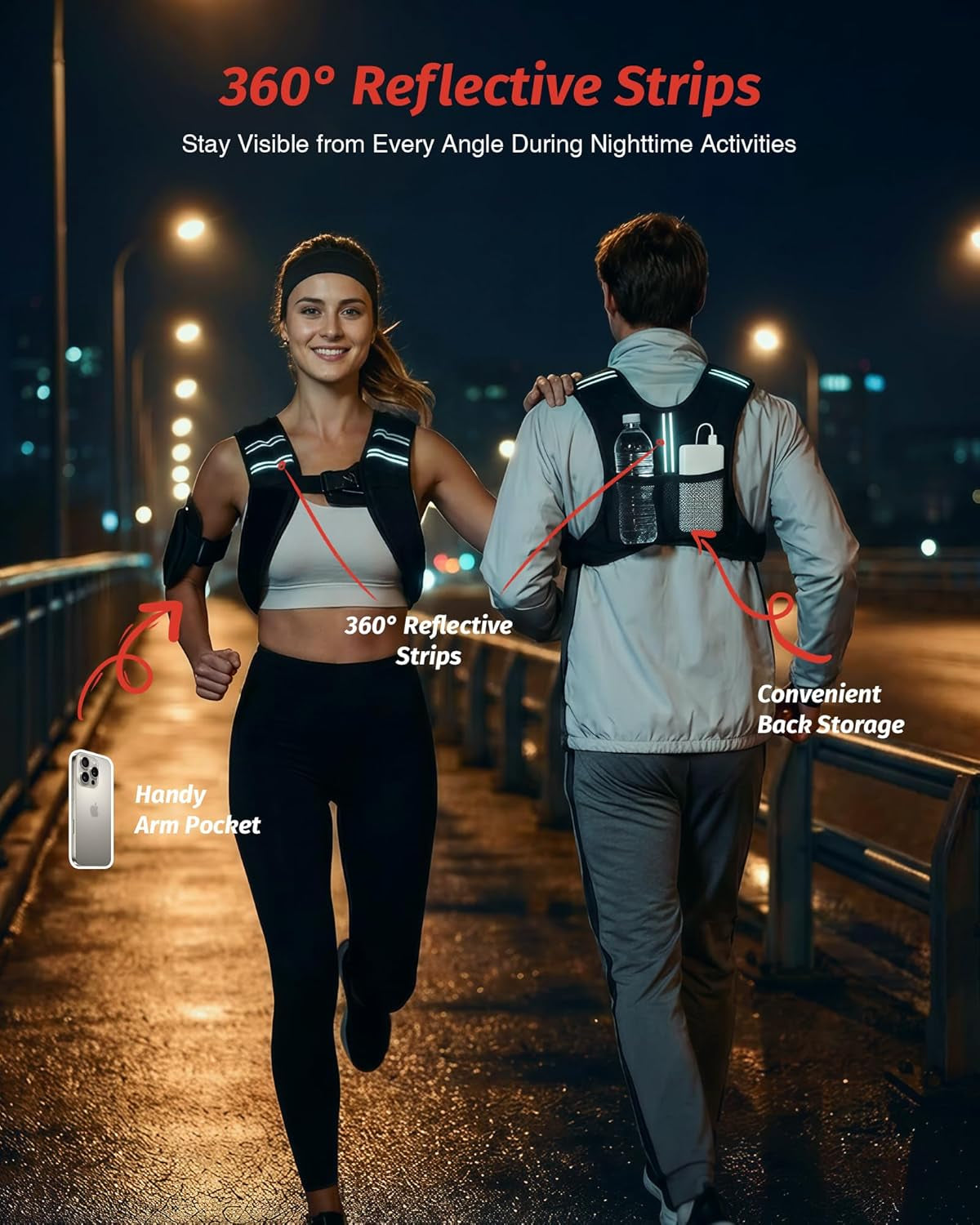 Weighted Vest for Running & Home Workouts, Adjustable 3.6–13.6Kg Weight Vest for Men & Women, No Bounce Training Vest with Phone Pocket & Reflective Strips