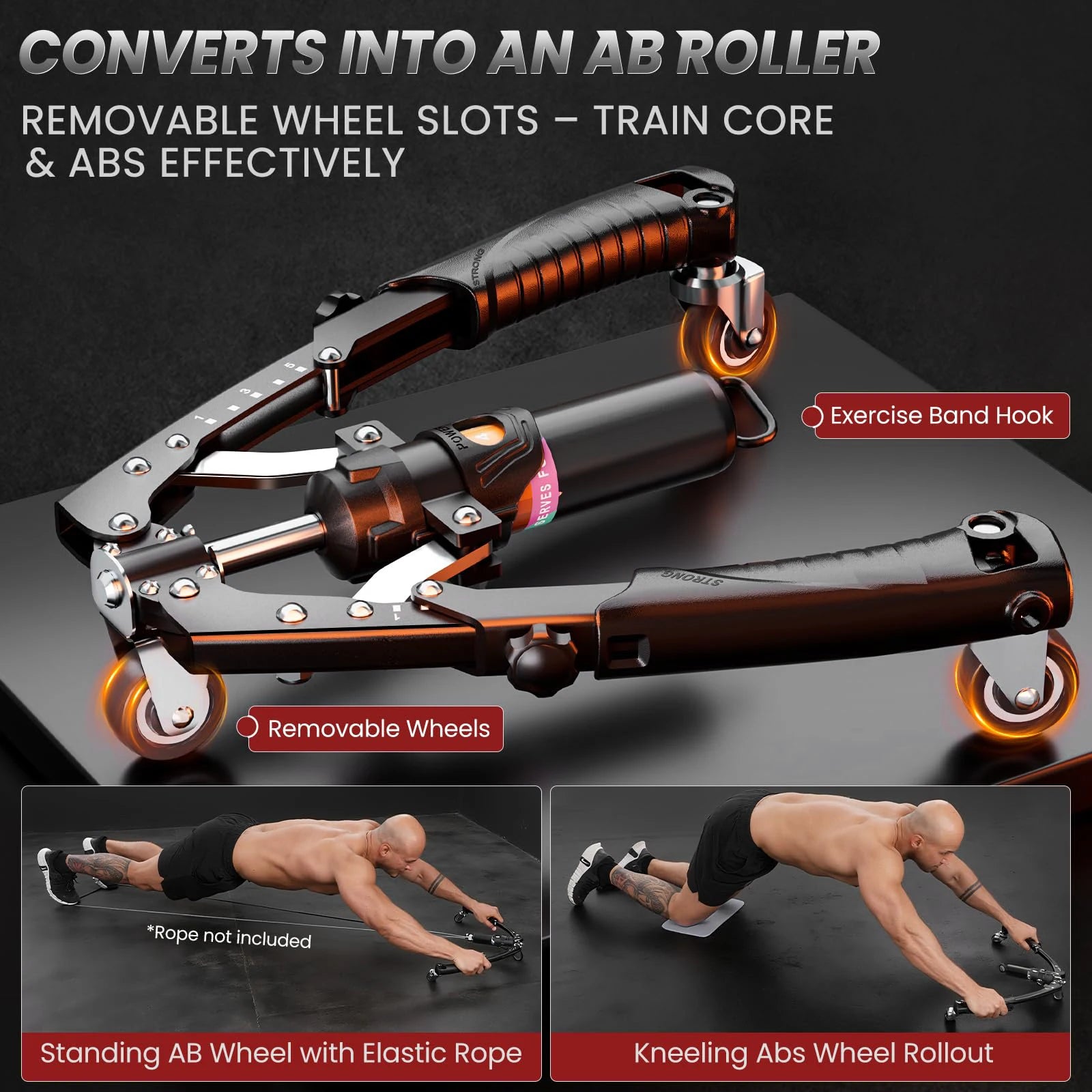 Twister Arm Trainer Hydraulic Power Chest Workout Equipment with Ab Roller Wheels and Hooks Adjustable 22-440Lbs Ab Machine