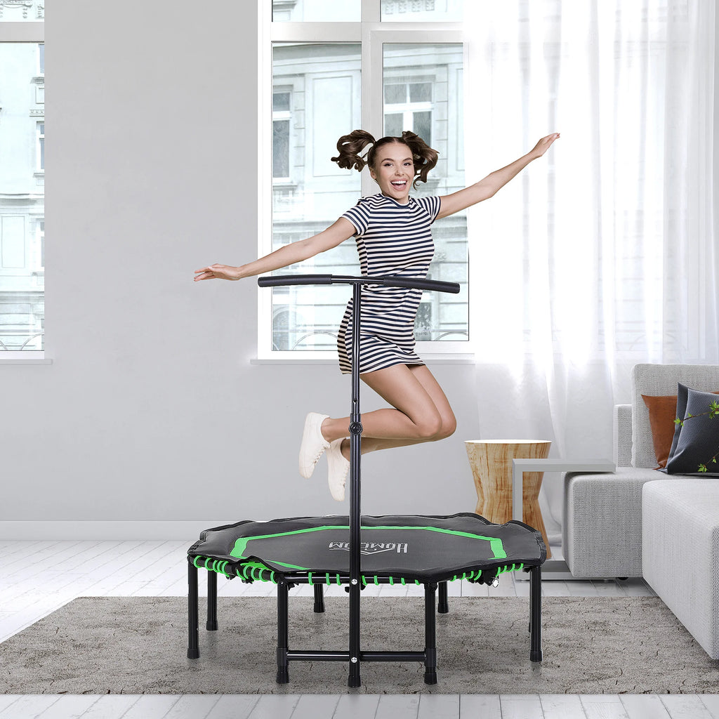 HOMCOM Foldable Trampoline Bouncer Jumper Adjust Handle for Adult - Green