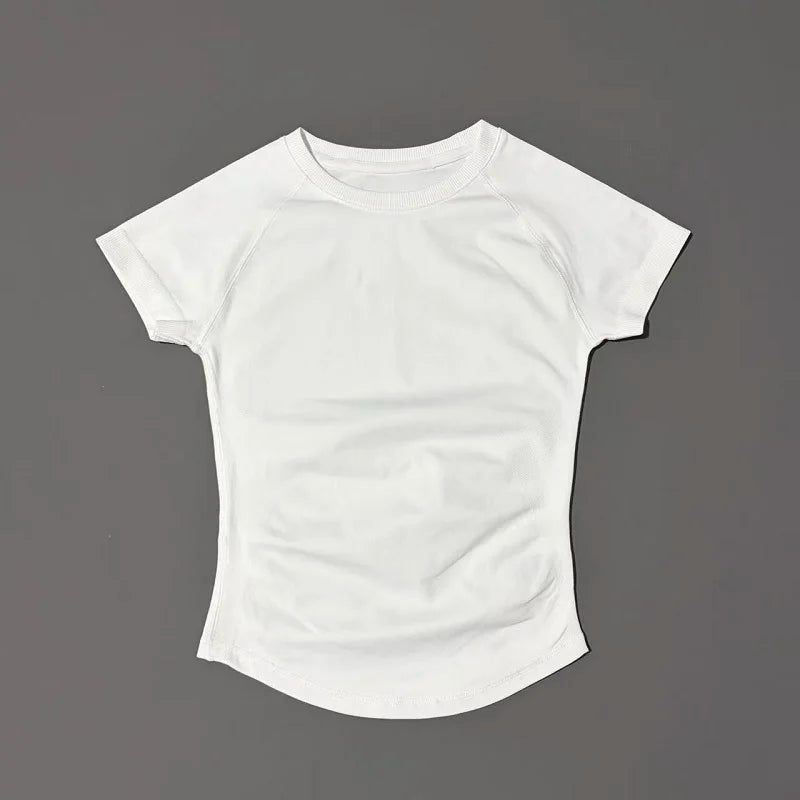 Women Short Sleeve Slim Fit Seamless Yoga Bodysuit Sculpting Body Shaper Breathable Running Gym Pilates Fitness Shirts