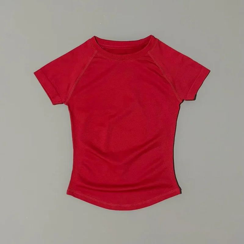 Women Short Sleeve Slim Fit Seamless Yoga Bodysuit Sculpting Body Shaper Breathable Running Gym Pilates Fitness Shirts