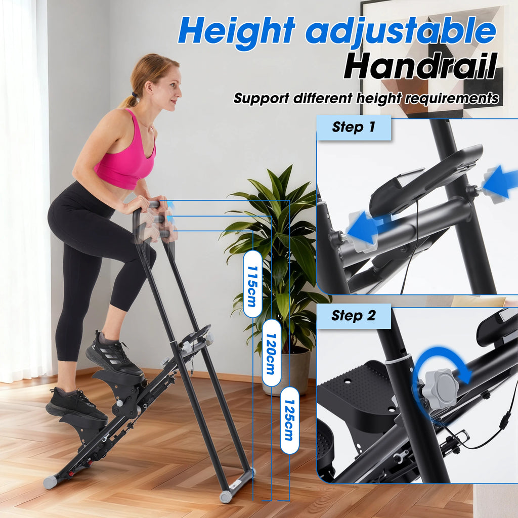 Foldable Home Stair Stepper, 3-Level Incline Stairmaster Climbing Machine, Full Body Workout Vertical Climber with LCD Display &