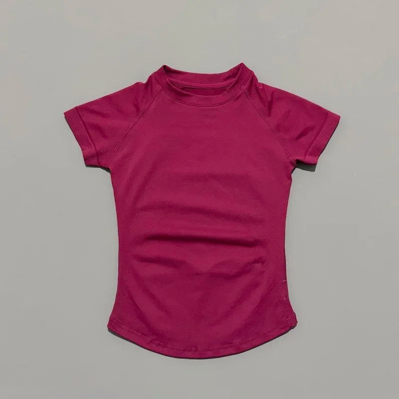 Women Short Sleeve Slim Fit Seamless Yoga Bodysuit Sculpting Body Shaper Breathable Running Gym Pilates Fitness Shirts