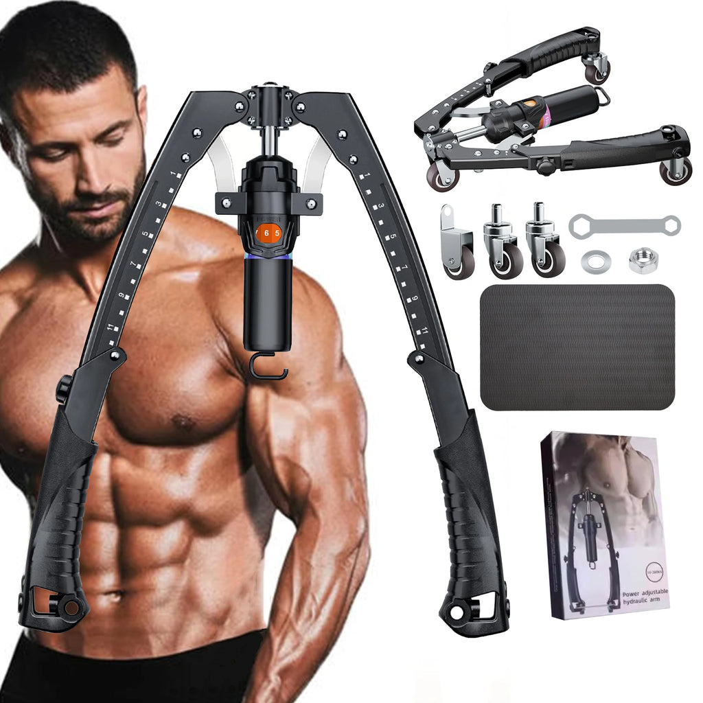 Twister Arm Trainer Hydraulic Power Chest Workout Equipment with Ab Roller Wheels and Hooks Adjustable 22-440Lbs Ab Machine